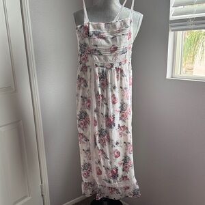 Abercrombie & Fitch Floral Midi Dress - White and Pink
